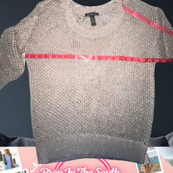 INC International Concepts Open Weave Gold Metallic Sweater – Size M - Picture 4 of 6